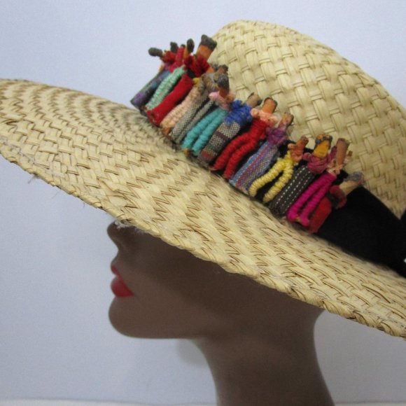 Natural Texture Straw Brim Hat Handcrafted Doll Family Vaca Sun Vaca main image 6